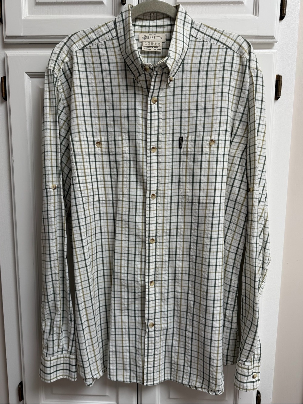 Beretta Men’s Long Sleeve Button Down Plaid Shirt Outdoors Size XL